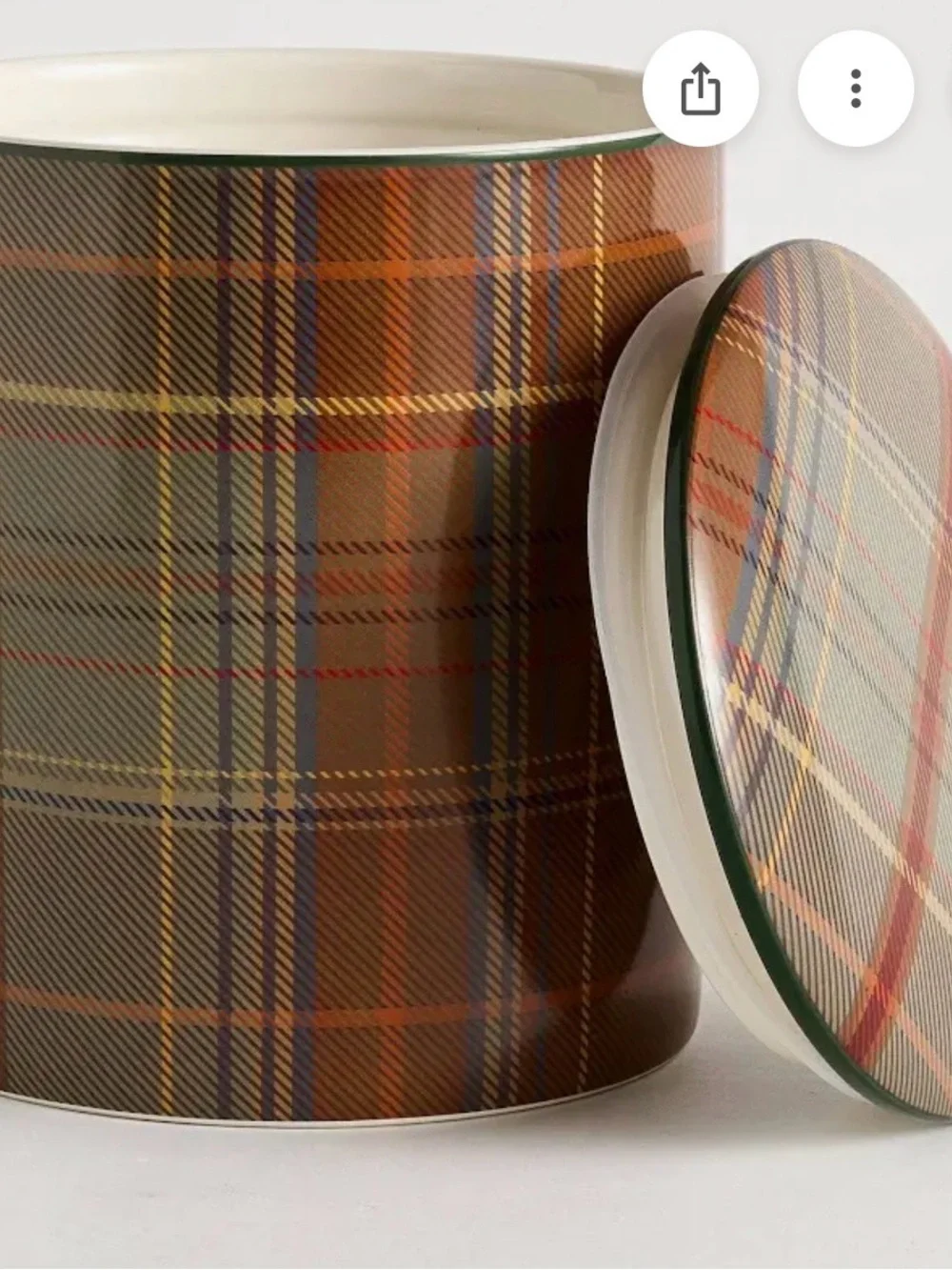 Pottery Barn Woodrow Plaid Ceramic Storage Canister